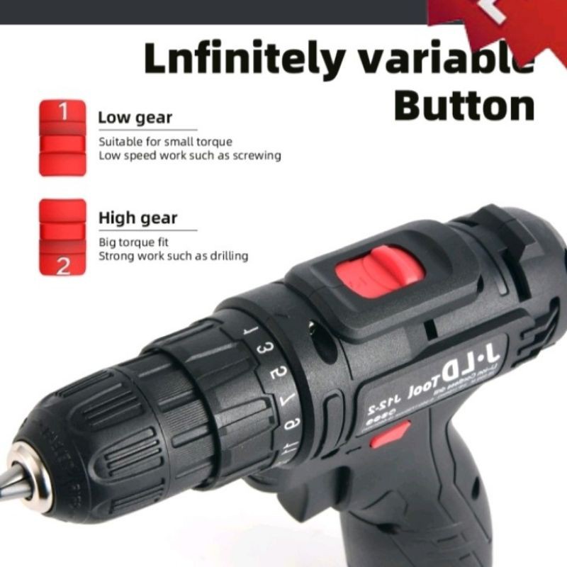 Paling Dicari Bor Drill Bor Baterai Cordless JLD Tool 10mm 12V Bor Set Bor drill Limited Edition
