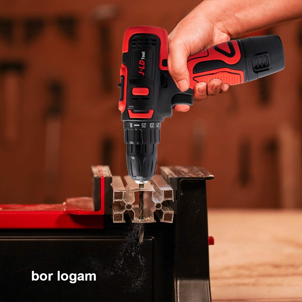 Terlaris JLD 10MM CORDLESS MESIN BOR BATERAI 12V 2Baterai CORDLESS HAND DRILL with Tool Kit Tool