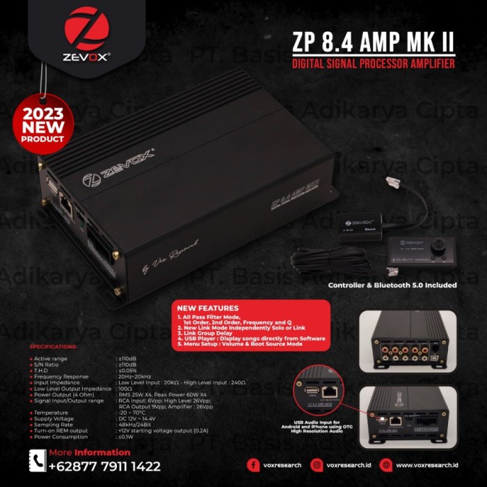BISA GOSEND PROCESSOR ZEVOX ZP8.4 AMP ZP 8.4 MKII DSP AMPLIFIER HI RES AUDIO TERMURAH