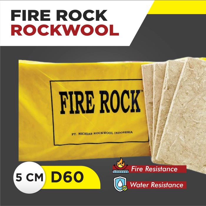 Rockwool Fire Rock Peredam Suara / D60 5 cm / Peredam Ruangan / Peredam Panas