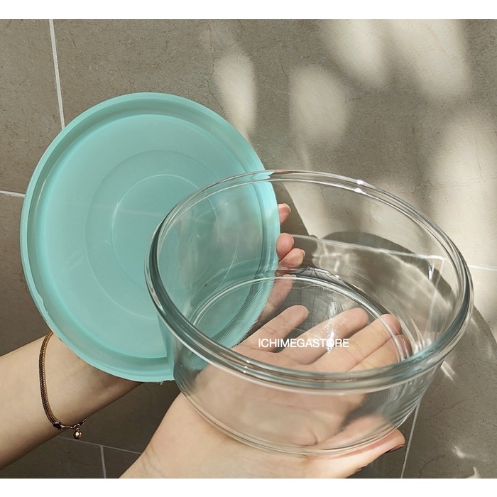 Food Storage L Glass Bowl Mangkuk Dengan Tutup Stackable ICHIMEGASTORE