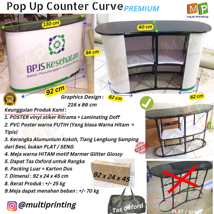 

HOT SALE! Pop Up Table Curve-Pop Up Counter Curve-Meja Pameran-Digital Printing
