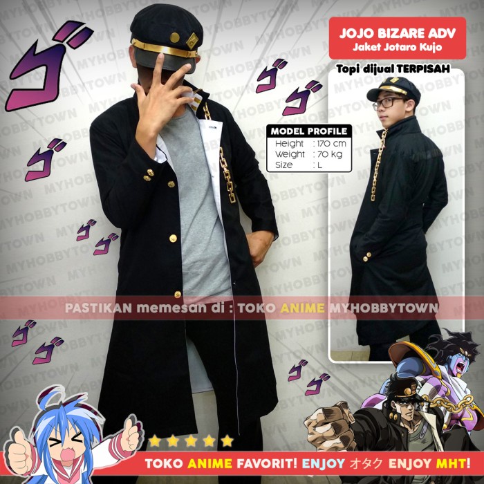 Jaket Jubah Coat Jotaro Kujo Jojo Bizarre Adventure Kostum Cosplay