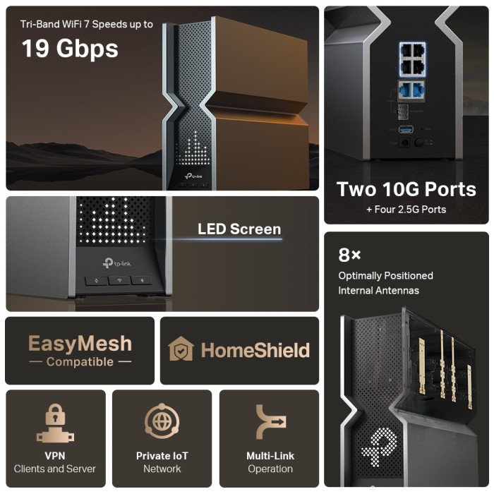 Harga Diskon TP Link Arer BE800 - BE19000 Tri-Band Wi-Fi 7 Router [Import SG]