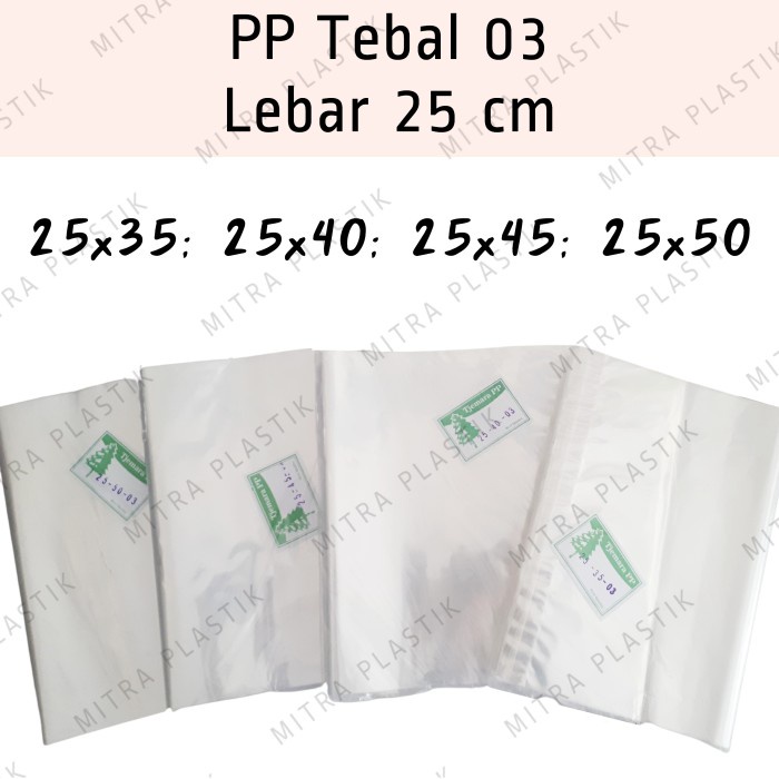 PROMO Plastik PP Lebar 25 Tebal 03 25x35 25x40 25x45 25x50 Kantong Bening