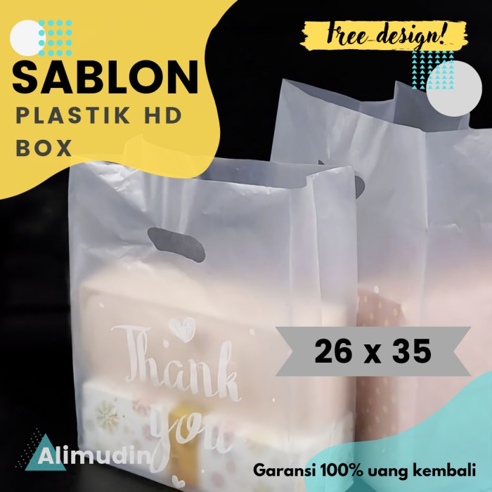 KOMPLIT Plastik HD Box 26x35 Bening Custom Sablon Kemasan