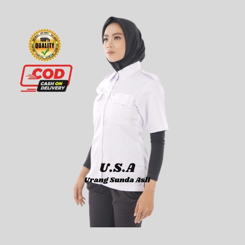 BAJU KEMEJA PUTIH WANITA DEWASA LENGAN PENDEK / KEMEJA WANITA PUTIH /PDH /ASN/PEMDA PALING LARIS
