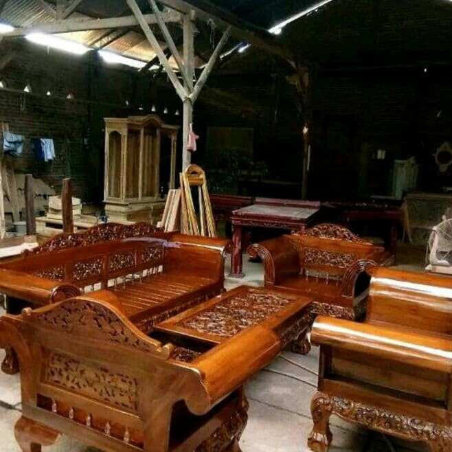 PREMIUM Kursi Tamu Madura Kuku Macan Kursi Tamu Kayu Jati Ukir Jepara