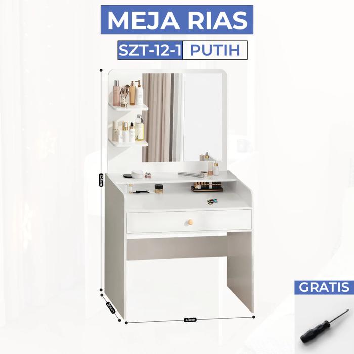 PREMIUM DBest Grup - Meja Rias Cermin Minimalis Meja Rias Serbaguna Lemari Rak Kosmetik Laci Bahan