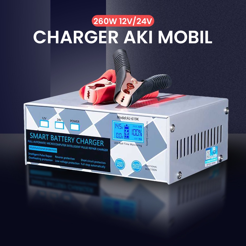 ANJING Charger Aki Mobil Motor Intelligent Battery Charger 12V/24V 20A - AJ-619K
