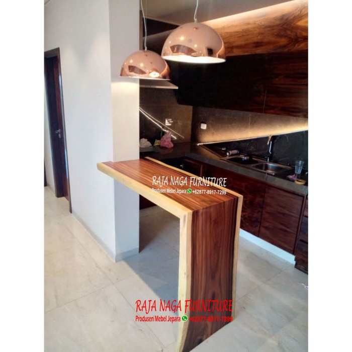 PREMIUM Meja Dapur Mini Bar kitchen Island Table Top Kayu Trembesi Suar Cafe