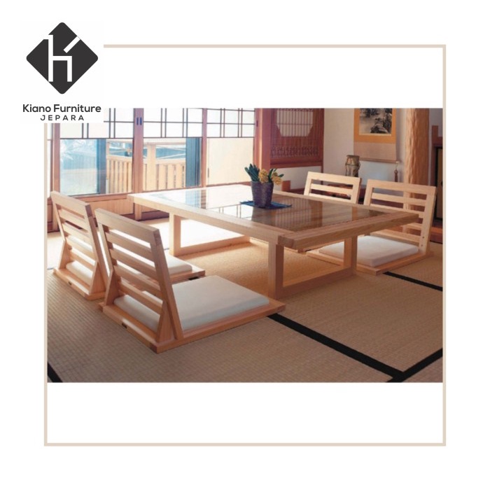 PREMIUM Kursi Makan Lesehan Kayu Jati Set Meja Kursi Ala Jepang
