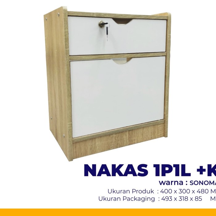 KP nakas 2 Laci kayu minimalis / bedside table / laci kantor lemari