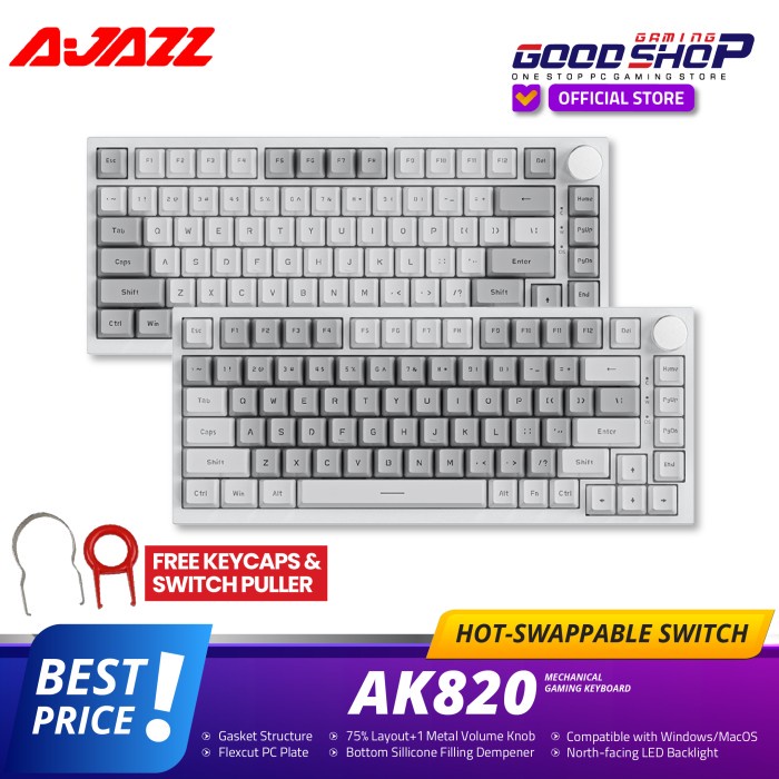 AJAZZ AK820 Dual Tone 75% Hotswappable Keyboard With Gasket Mount