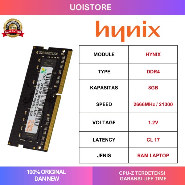 RAM HYNIX 8GB DDR4 2666MHz 21300 ORIGINAL / RAM LAPTOP SODIMM