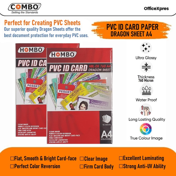 

Kertas PVC Bahan ID Card Instan A4 / Kertas PVC ID Card Dragon Sheet