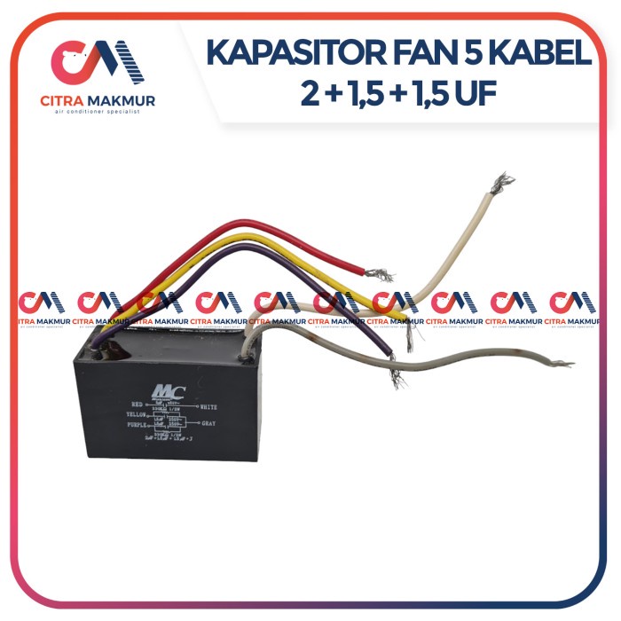 Kapasitor Fan Kipas Angin 5 Kabel 2 1,5 uF Ceiling Plafon Capung 3