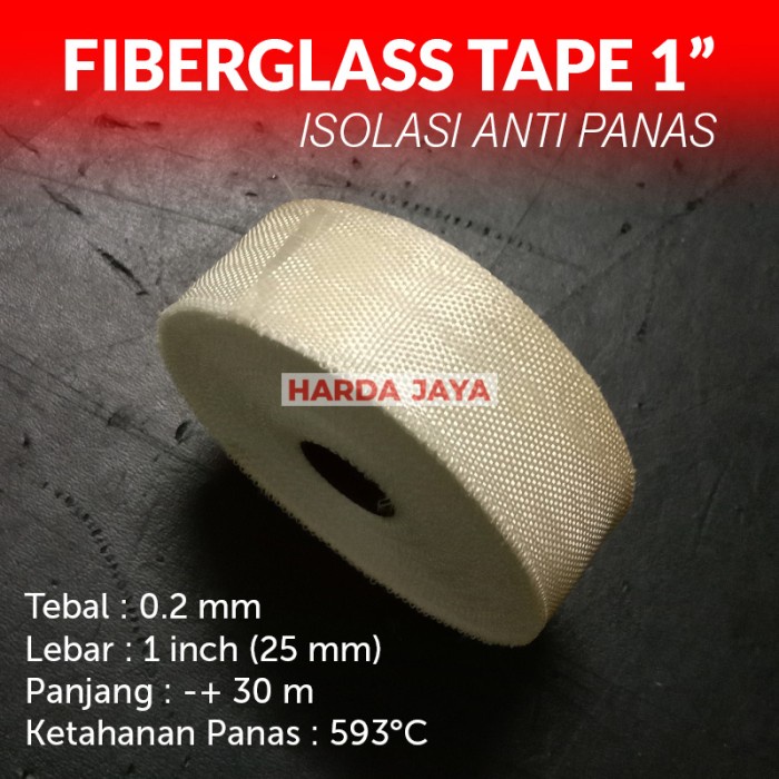 

Fiber Tape 1" inch (25mm), Lakban Fiberglass Cloth Isolasi Tahan Panas