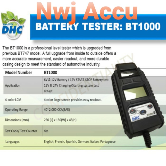 Terbagus Aki Tester Dhc Bt 1000 Analyser Aki Digital Printer