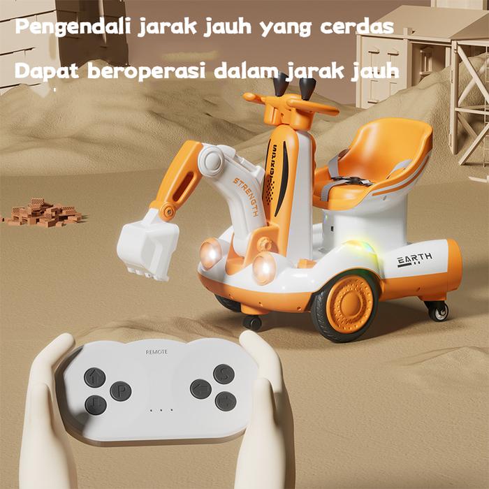 TERBARU IGOODS.ROSE BALANCE CAR EXCAVATOR MAINAN SCOOTER MAINAN MOBIL ANAK RIDE ON AKI MOBIL LISTRIK