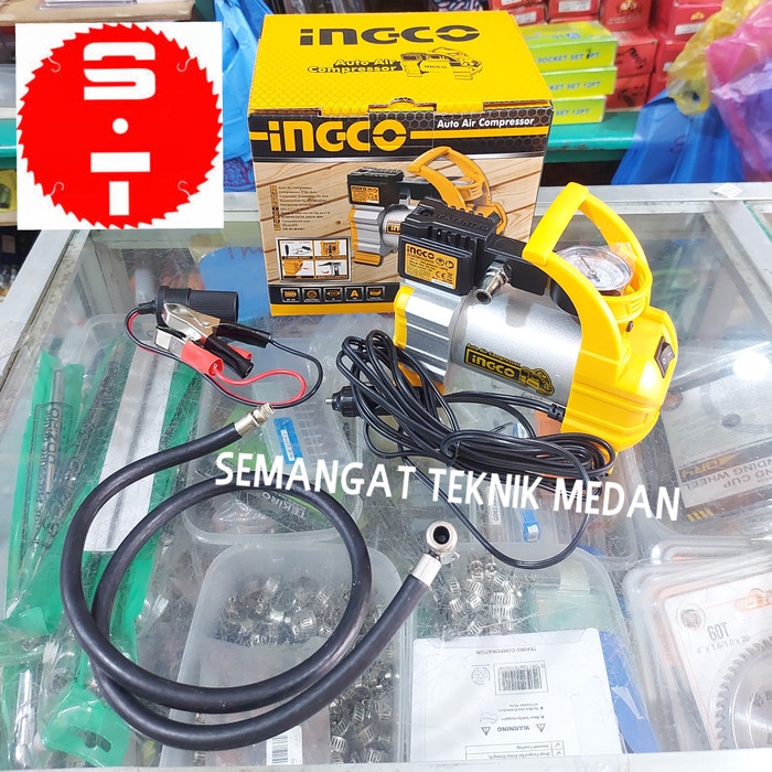 TERBARU - PAKET MINI KOMPRESSOR POMPA BAN MOTOR MOBIL COMPRESSOR + COUPLER INGCO