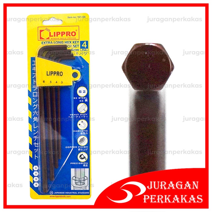PREMIUM KUNCI L SET PANJANG 4 PCS EXTRA LONG PLAT LIPPRO 161-S4