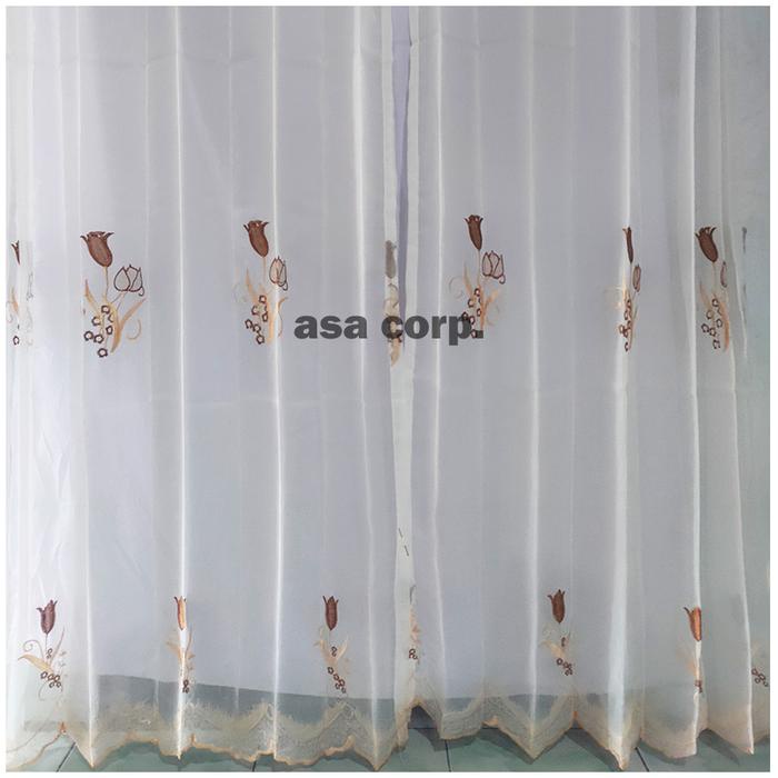 PREMIUM vitrase bordir tulip daleman gorden furing gorden jaring Bunga