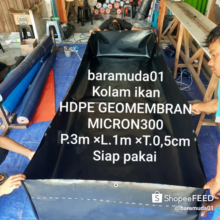 PREMIUM Terpal kolam ikan kotak 300x100x50cm HDPE GEOMEMBRAN 300Micron