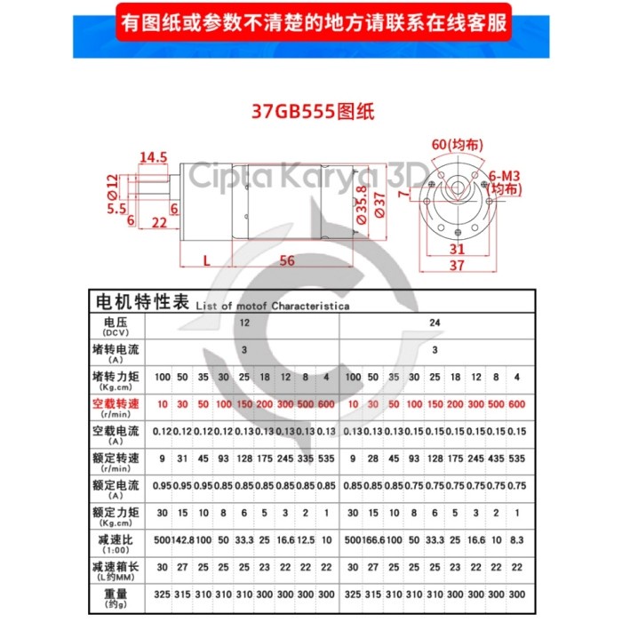 Dinamo Dc Motor Gearbox 12V 24V Ready