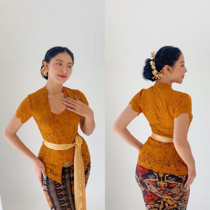 Kebaya Sofia Pendek Tumpuk Kebaya Bali Brokat Stretch Lengan Pendek Model Lilit Atasan Tradisional