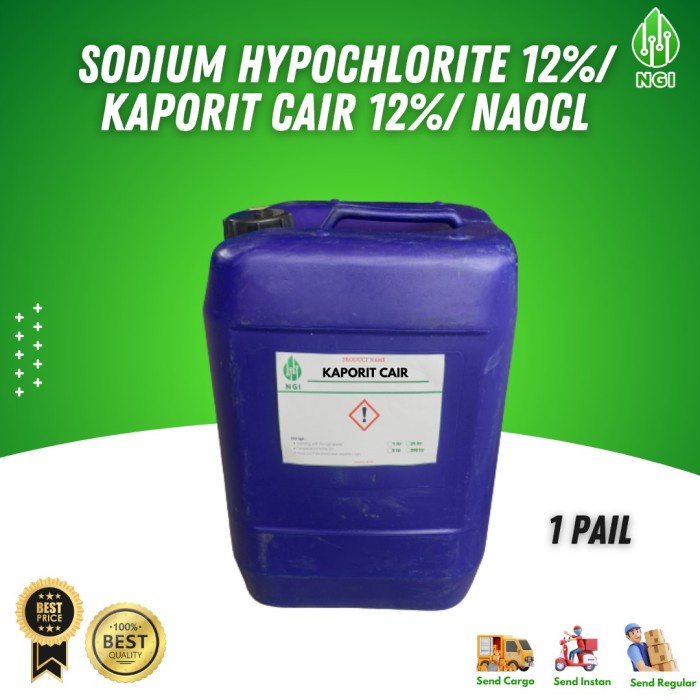 sodium hypochlorite 12%/ kaporit cair 12%/ NaOCL 1 Pail