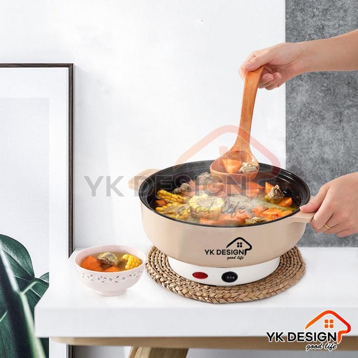 Yk Design Panci Elektrik Teflon Serbaguna / Panci Listrik Multifungsi Free Kukusan Stainless Yk-803