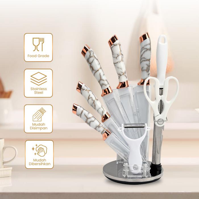 terbaru  set pisau marble stainless steel japanese knife multifungsi / alat dapur knife set high