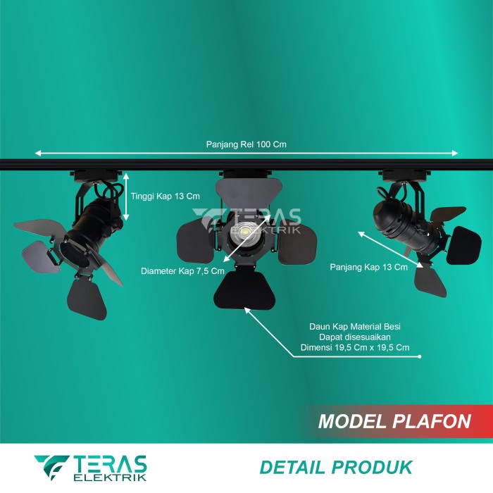 Paket lampu sorot rel 7 Watt isi 3 model ni studio tracklight studio
