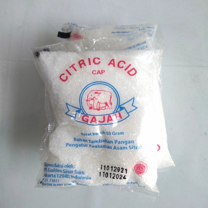 

Ready Stok" Citric Acid Cap Gajah 50Gr/Sachet