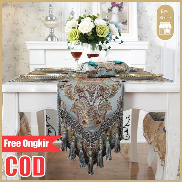 terbaru  evy store cod taplak meja tamu tebal bordir timbul meja makan rumbai belgia turki
