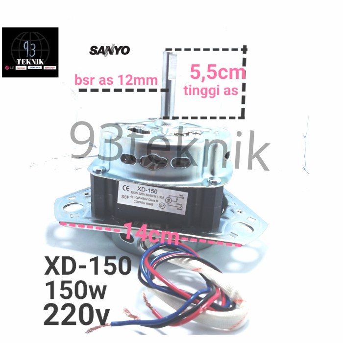 Dinamo pencuci mesin cuci 2 tabung Aqua sanyo