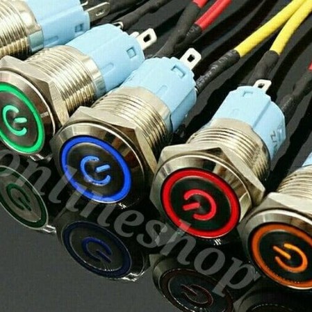 JTTOP" SWITCH ON OFF PUSH BUTTON TOMBOL SAKLAR LAMPU RING LED MOTOR MOBIL