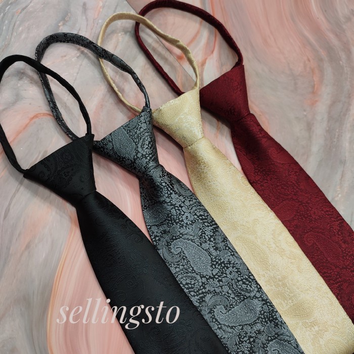 Dasi Batik Pria Instan Abu Abu Merah Maroon Hitam Dasi Pria