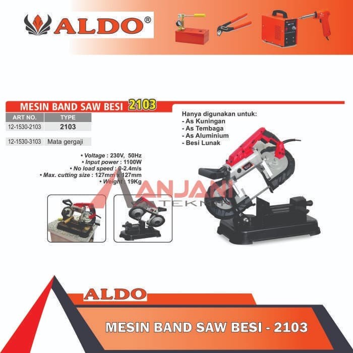 ALDO 2103 MESIN GERGAJI BANDSAW BESI BAND BEND SAW PORTABLE DUDUK MEJA
