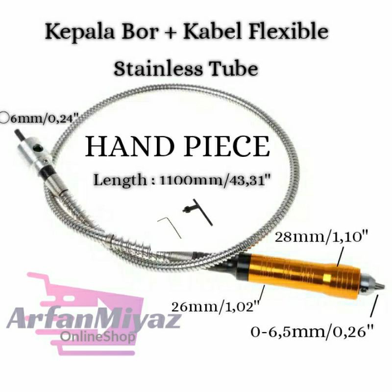 HJK kepala bor handpiece 6mm dan kabel fleksibel untuk mata bor tuner Cuner kikir ukir dll