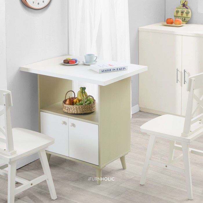 MURAH IFURNHOLIC Dion Island Table Meja Makan Dapur & Kabinet Penyimpanan