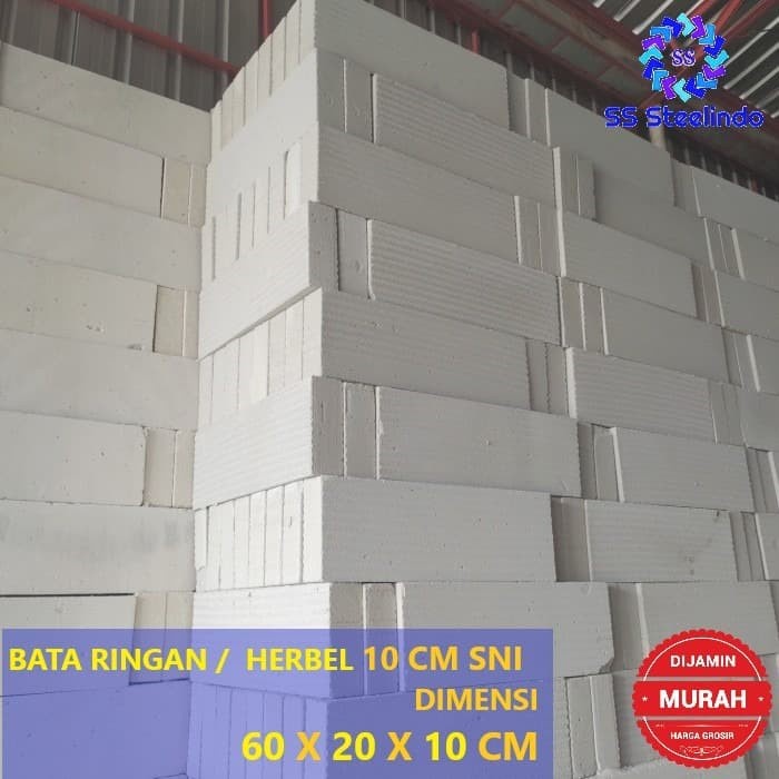 Hjk BATA RINGAN-HEBEL-HERBEL PUTIH 10CM (60CM X 20CM X 10CM) GRADE A