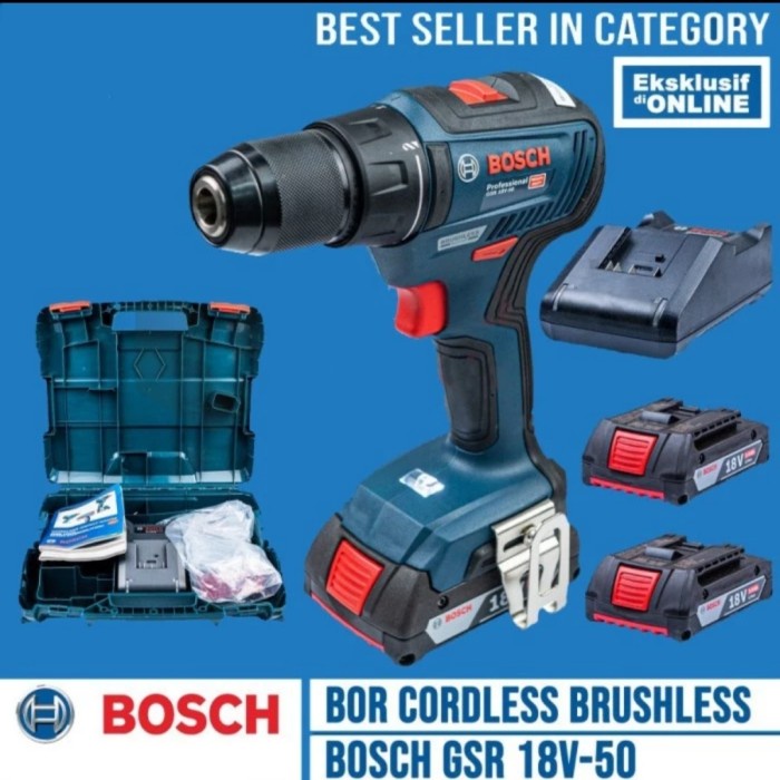 Mesin Bor Baterai Bosch GSR 18V-50 Cordless Drill GSR18V-50 Original Unit Baru/segel - Garansi Resmi