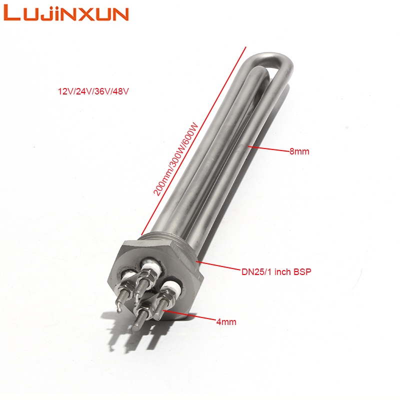 LUJINXUN DN25 DC12V/24V/48V 300W 600W Elemen Pemanas untuk Pemanas Air Tenaga Surya 1 Inci Pemanas T