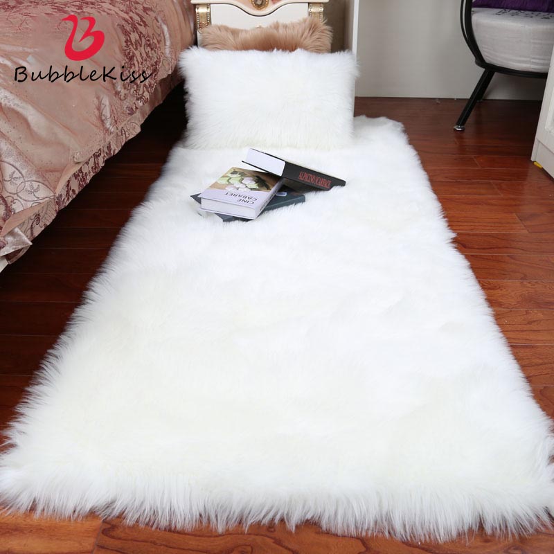 Karpet Bulu Putih Mewah Dekorasi Ruang Tamu Karpet Berbulu Karpet Kamar Tidur Tebal Karpet Ruang Lem