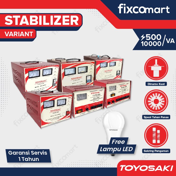 Toyosaki Stabilizer Stavol Listrik Stabiliser 500VA 1000VA 2000VA 3000VA 5000VA 10000VA