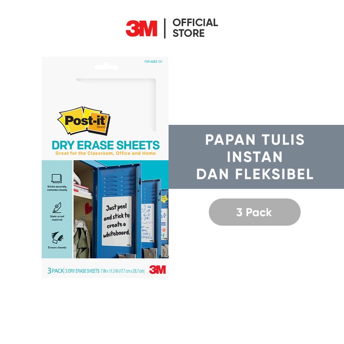 

3M Post-It Dry Erase Sheets, Papan Tulis Instan, Defsheets-3Pk
