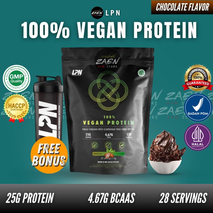 LPN 100% Vegan Protein 2,2lbs BPOM Halal Whey Protein Vegan Diet whey