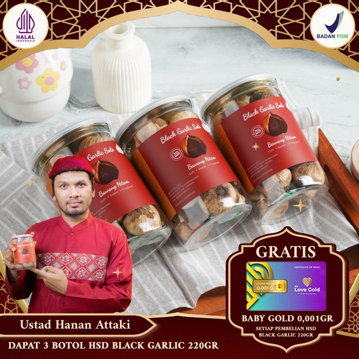 

3 Botol Black Garlic Solo ( Bawang Hitam Tunggal) 220 Gr
